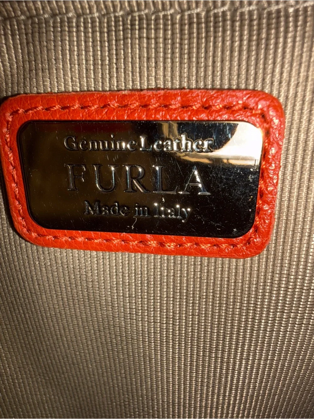 Furla Made in Italy 🇮🇹 Orange Leather Tote Bag with Free Bag Charm! NWOT - Picture 8 of 9